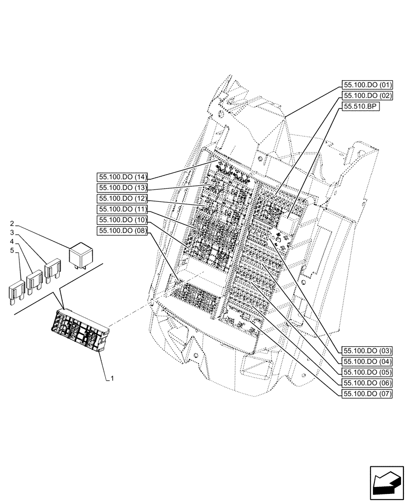 Схема запчастей Case IH PUMA 150 - (55.100.DO[09]) - FUSE BOX (55) - ELECTRICAL SYSTEMS