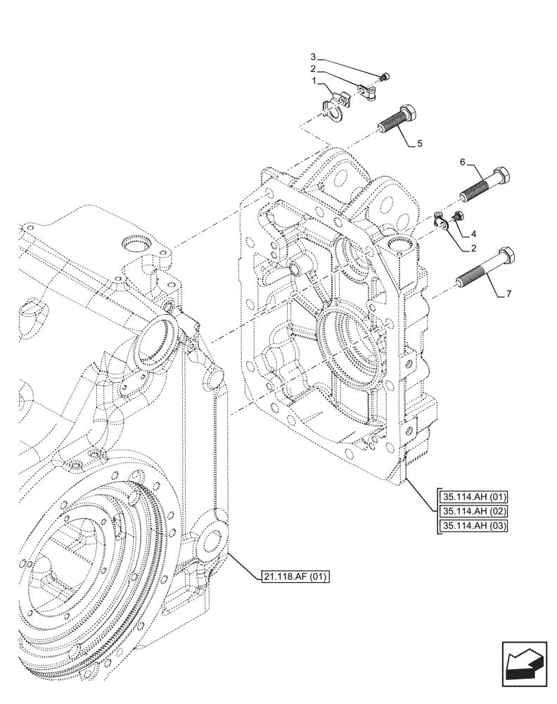 Схема запчастей Case IH PUMA 150 CVT - (31.114.AH[04]) - VAR - 758031 - PTO 540/1000 RPM, HOUSING, MOUNTING (31) - IMPLEMENT POWER TAKE OFF