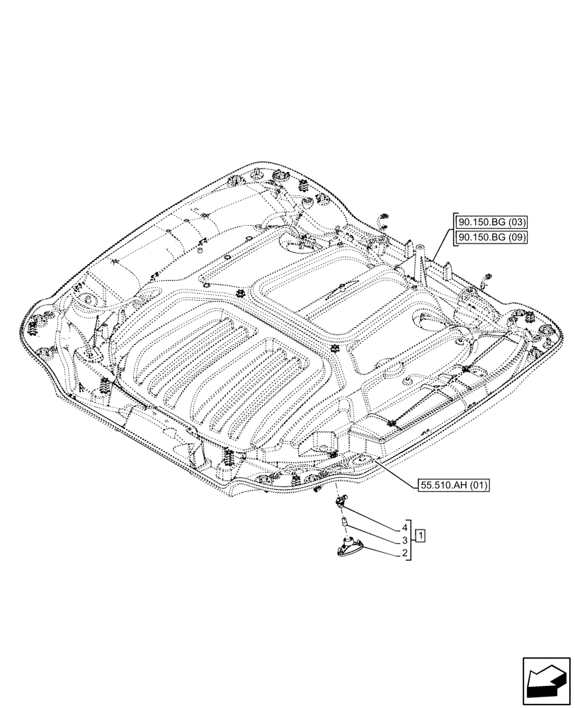 Схема запчастей Case IH PUMA 200 - (55.514.AA[02]) - VAR - 338302, 338303, 338304, 338310, 338311, 338312, 391345, 758962 - INTERIOR LIGHT, CAB (55) - ELECTRICAL SYSTEMS