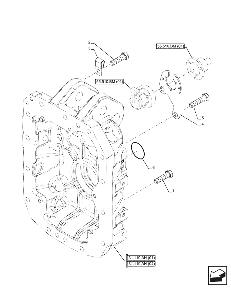 Схема запчастей Case IH PUMA 200 CVT - (31.119.AH[07]) - VAR - 758030 - PTO 540/540E/1000/1000E RPM, HOUSING, SUPPORT, MOUNTING (31) - IMPLEMENT POWER TAKE OFF