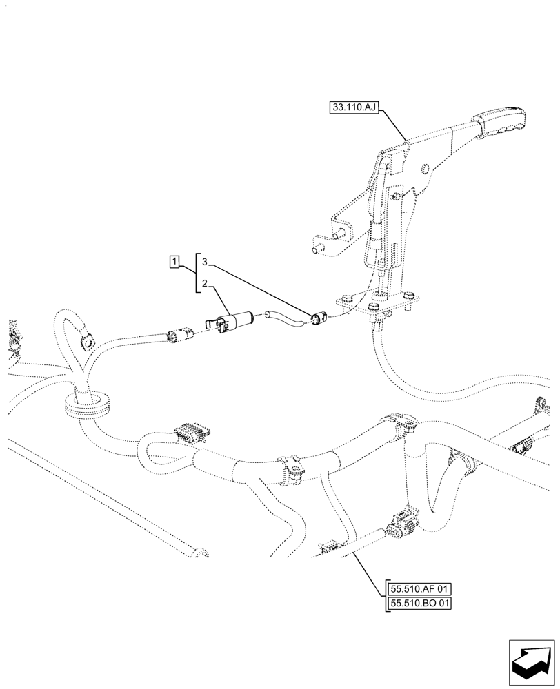 Схема запчастей Case IH FARMALL 110A - (55.031.AF[02]) - JUMPER, HAND BRAKE, CREEPER (55) - ELECTRICAL SYSTEMS