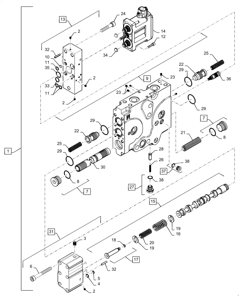 Схема запчастей Case IH MAGNUM 280 - (35.204.BE[02]) - REMOTE CONTROL VALVE - ASN ZGRF01054 (35) - HYDRAULIC SYSTEMS