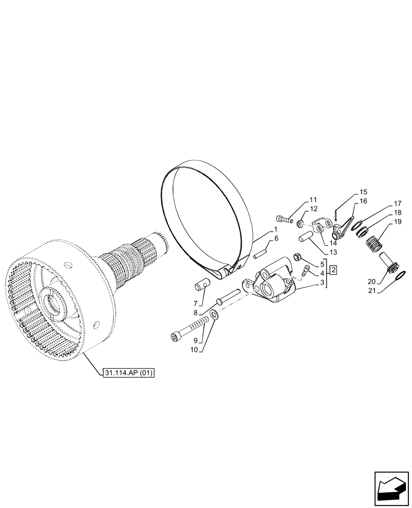 Схема запчастей Case IH PUMA 150 - (31.114.AJ[01]) - VAR - 392831, 758031 - PTO 540/1000 RPM, BRAKE (31) - IMPLEMENT POWER TAKE OFF