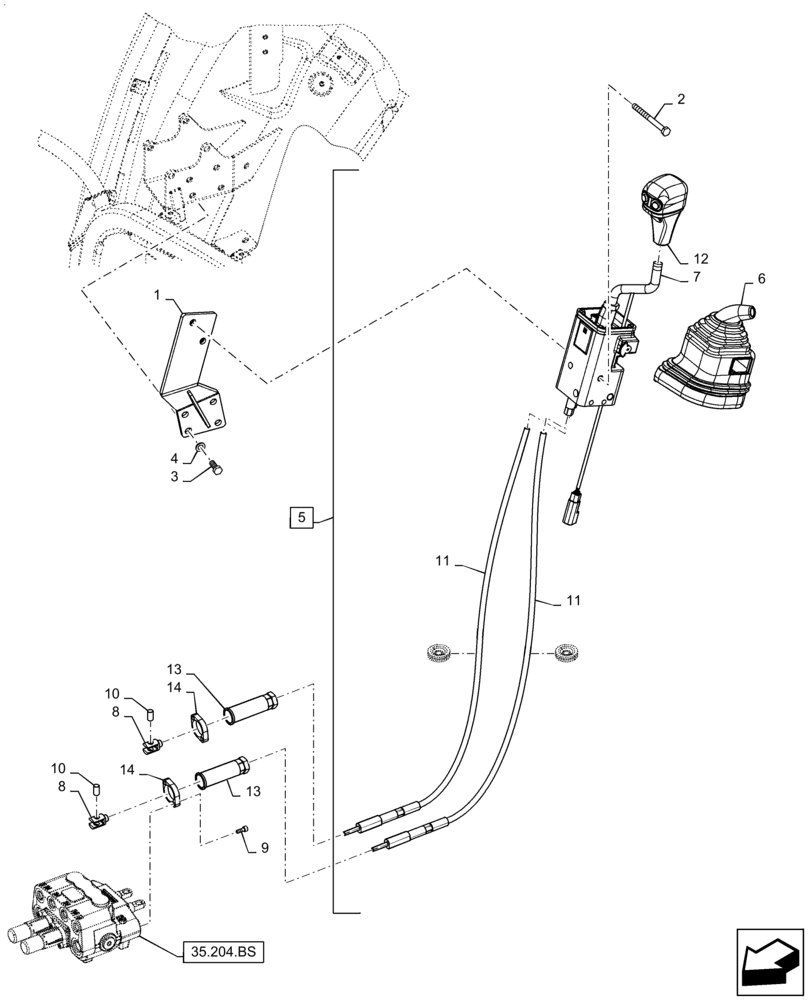 Схема запчастей Case IH FARMALL 85C - (55.512.CL[02]) - VAR - 338125 - MID MOUNT VALVE KIT, JOYSTICK (55) - ELECTRICAL SYSTEMS