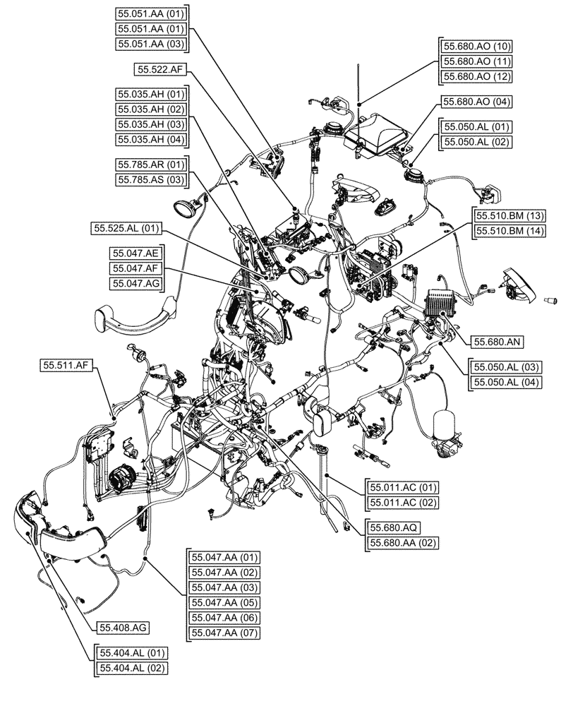 Схема запчастей Case IH MAXXUM 115 - (00.000.55[01]) - PICTORIAL INDEX - ELECTRICAL SYSTEMS (00) - GENERAL & PICTORIAL INDEX