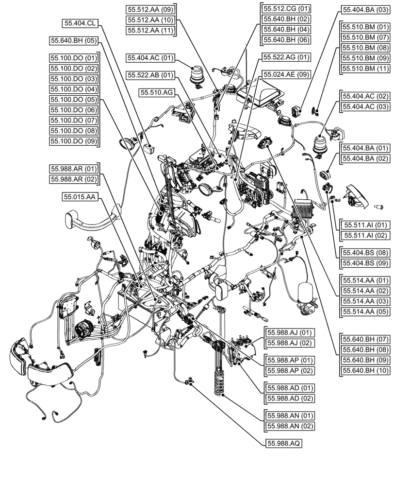 Схема запчастей Case IH MAXXUM 115 - (00.000.55[06]) - PICTORIAL INDEX - ELECTRICAL SYSTEMS (00) - GENERAL & PICTORIAL INDEX