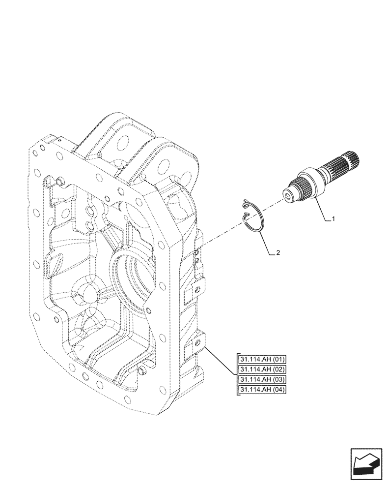 Схема запчастей Case IH PUMA 220 - (31.114.AF[02]) - VAR - 338178, 338181, 338182, 338183, 338184, 391141, 391145, 758025, 758028, 758029, 758031, 758032 - PTO, 2-SPEED (540/1000, 540E/1000, 1000/1000E), OUTPUT SHAFT (31) - IMPLEMENT POWER TAKE OFF