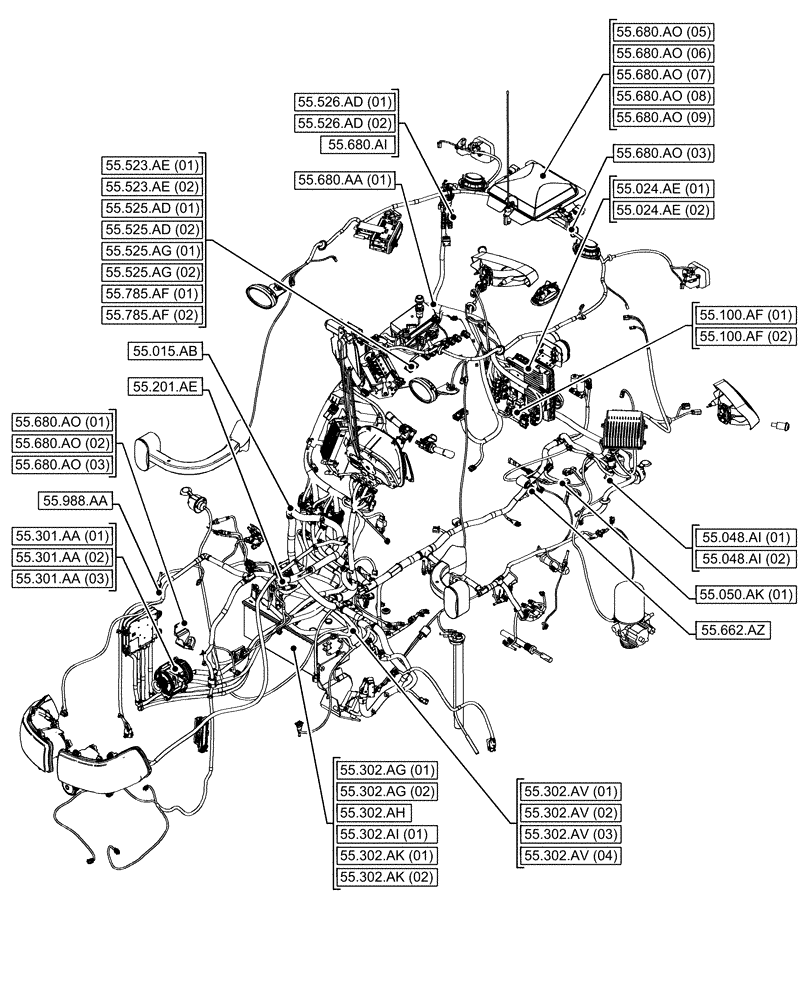 Схема запчастей Case IH MAXXUM 145 - (00.000.55[02]) - PICTORIAL INDEX - ELECTRICAL SYSTEMS (00) - GENERAL & PICTORIAL INDEX