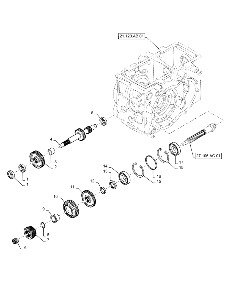 Схема запчастей Case IH FARMALL 35A - (21.140.AB[01]) - RANGE, GEAR SHAFT, MECHANICAL (21) - TRANSMISSION