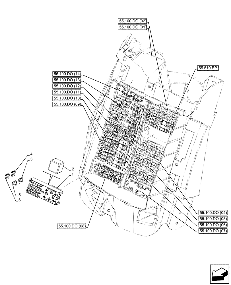 Схема запчастей Case IH PUMA 185 - (55.100.DO[03]) - FUSE BOX (55) - ELECTRICAL SYSTEMS