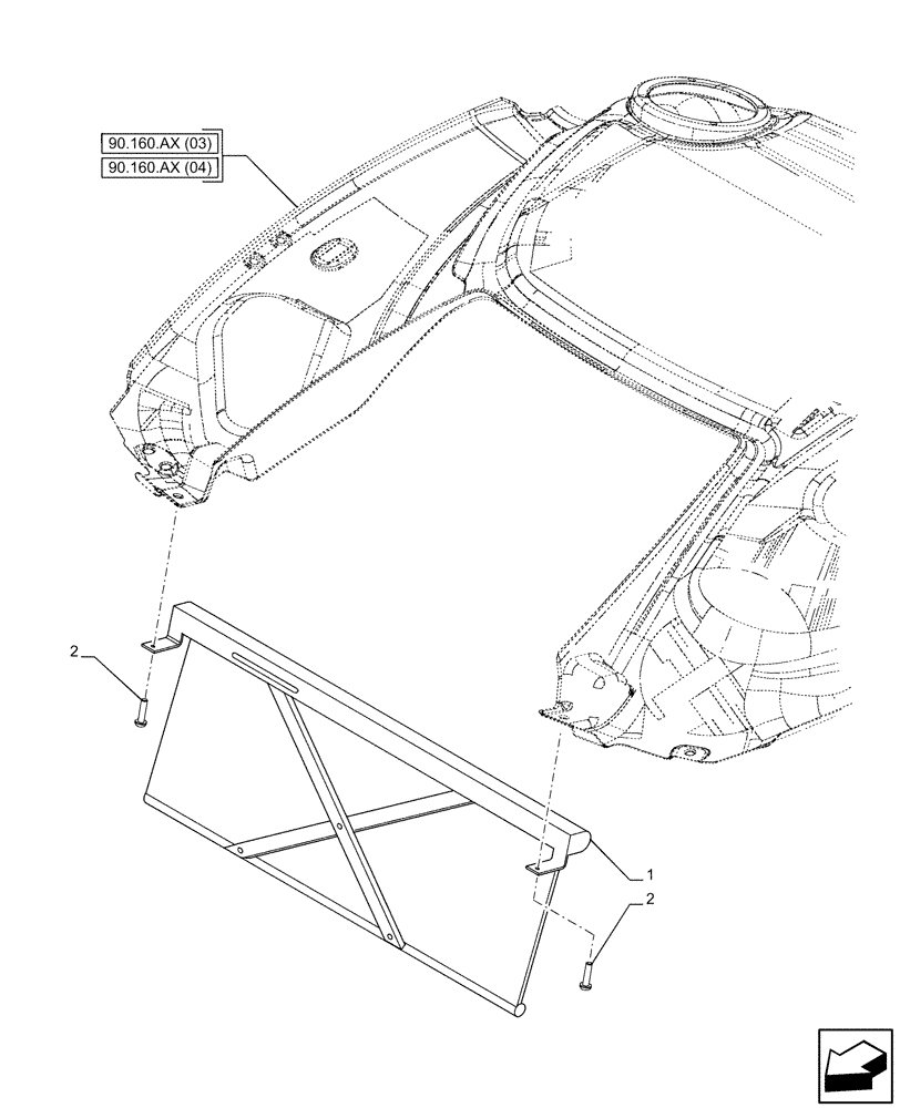 Схема запчастей Case IH PUMA 165 CVT - (90.151.AE[05]) - VAR - 338305, 338306, 338309, 338313, 338314, 338315, 758961, 758963 - HEADLINER, W/ HIGH VISIBILITY PANEL, SUN PROTECTION (90) - PLATFORM, CAB, BODYWORK AND DECALS