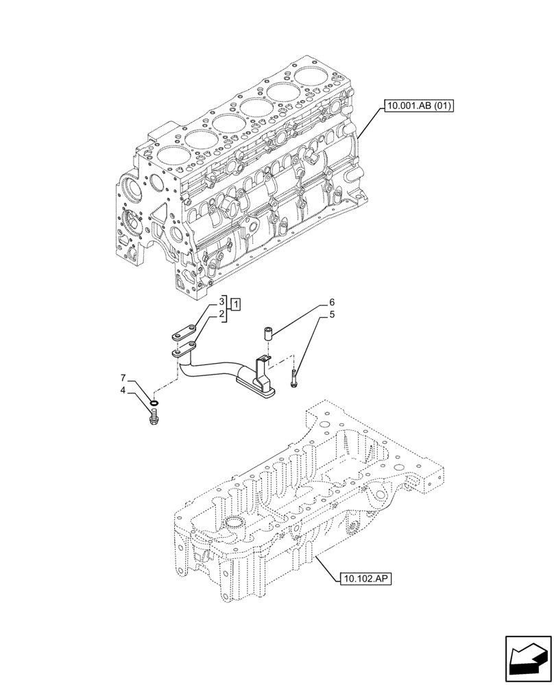 Схема запчастей Case IH F4DFE617L B002 - (10.304.AL) - ENGINE OIL, SUCTION TUBE (10) - ENGINE