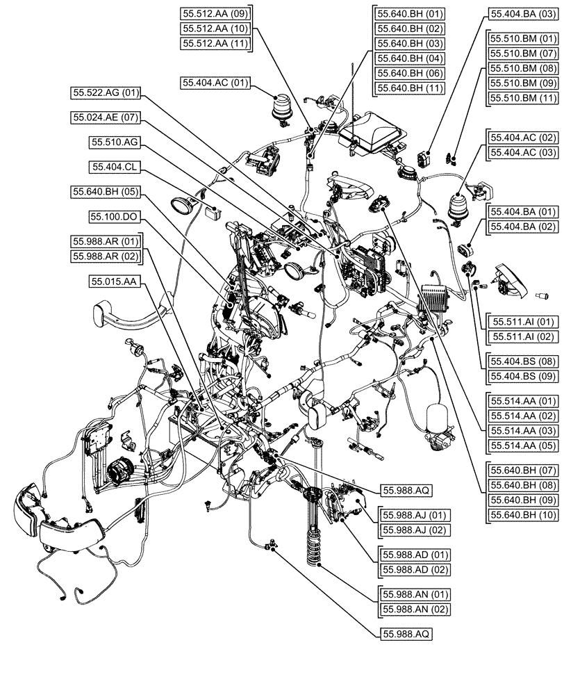 Схема запчастей Case IH MAXXUM 145 - (00.000.55[06]) - PICTORIAL INDEX - ELECTRICAL SYSTEMS (00) - GENERAL & PICTORIAL INDEX