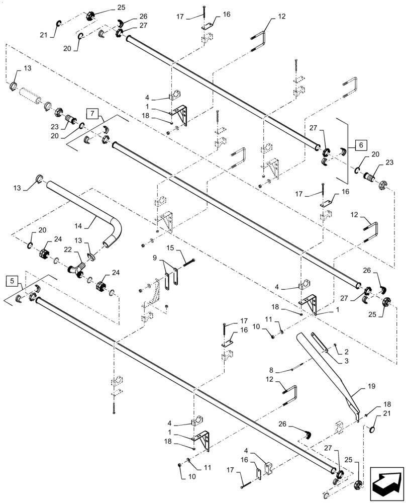 Схема запчастей Case IH PATRIOT 4440 - (78.110.AE[30]) - SPRAYBAR, 120, 7 SECTION, 20"/30" SPACING, RH INNER BOOM, BSN YGT044001 (78) - SPRAYING