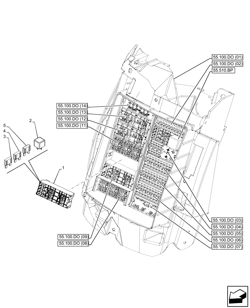 Схема запчастей Case IH PUMA 165 CVT - (55.100.DO[10]) - FUSE BOX (55) - ELECTRICAL SYSTEMS