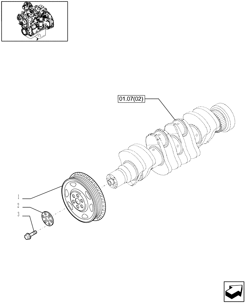 Схема запчастей Case IH WDX1202 - (01.09[02.2]) - PULLEY - CRANKSHAFT (01) - ENGINE