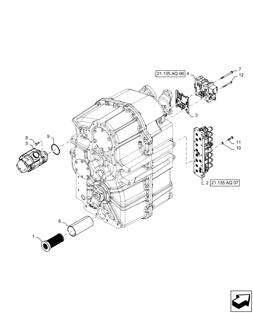 Схема запчастей Case IH STEIGER 540 - (21.135.AQ[05]) - TRANSMISSION CONTROL VALVE MOUNTING, PS4, 8.5C, 500 HD, 540 HD, ASN ZFF308001 (21) - TRANSMISSION