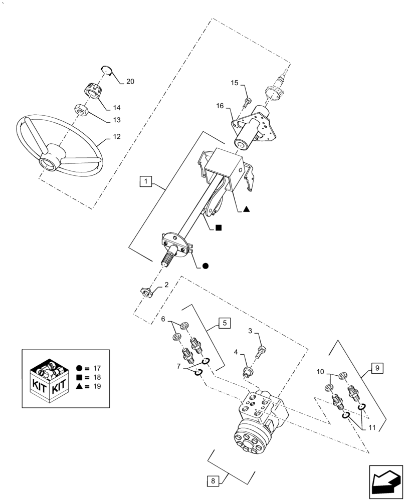 Схема запчастей Case IH PUMA1804 - (41.101.AB[01]) - HYDROSTATIC STEERING WHEEL AND STEERING COLUMN (41) - STEERING