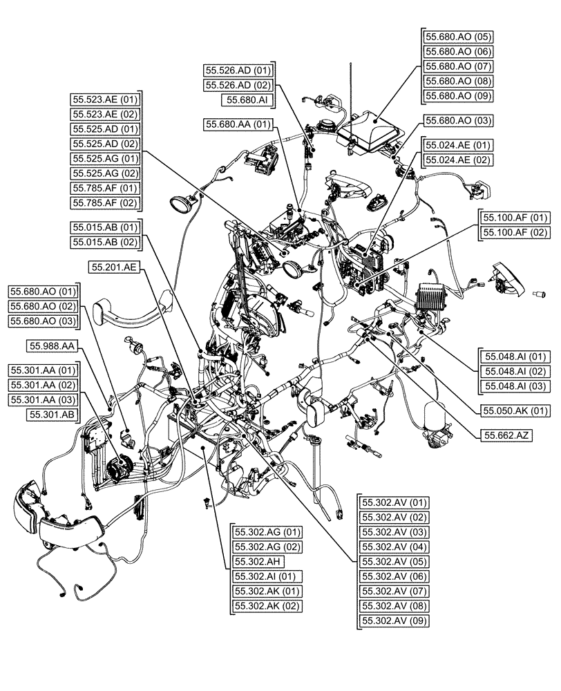 Схема запчастей Case IH MAXXUM 115 - (00.000.55[02]) - PICTORIAL INDEX - ELECTRICAL SYSTEMS (00) - GENERAL & PICTORIAL INDEX