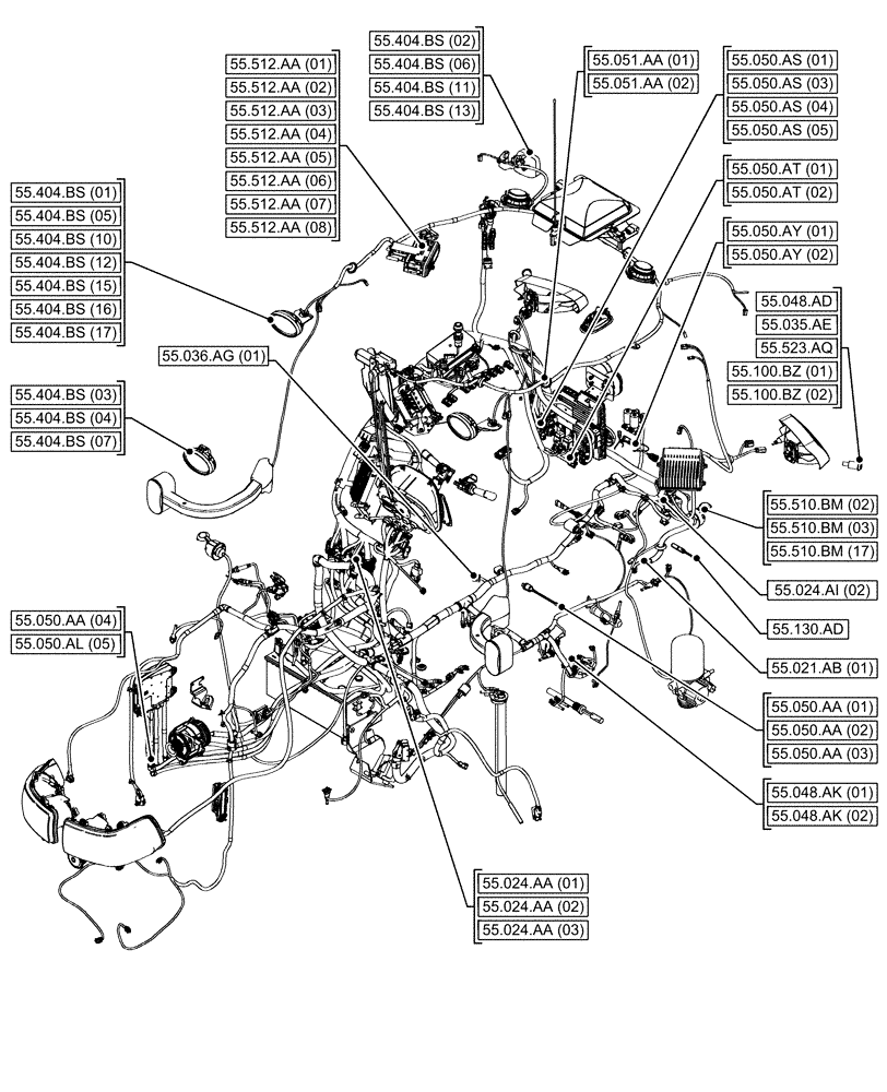 Схема запчастей Case IH MAXXUM 145 - (00.000.55[05]) - PICTORIAL INDEX - ELECTRICAL SYSTEMS (00) - GENERAL & PICTORIAL INDEX