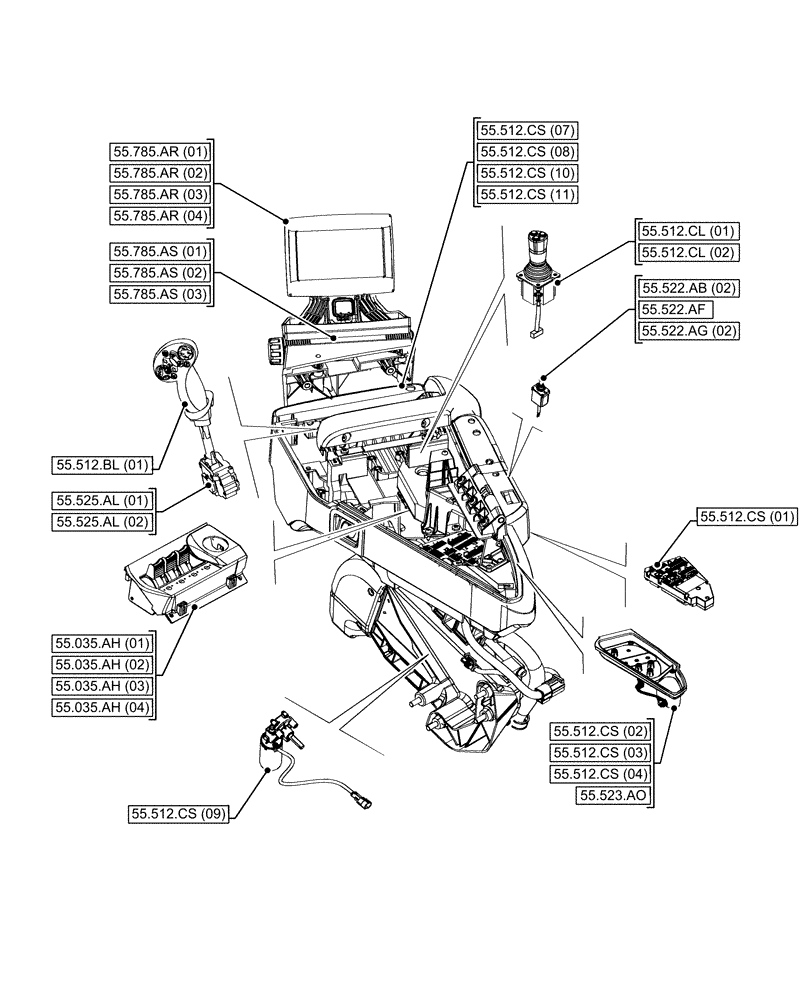 Схема запчастей Case IH MAXXUM 115 - (00.000.55[08]) - PICTORIAL INDEX - ELECTRICAL SYSTEMS (00) - GENERAL & PICTORIAL INDEX