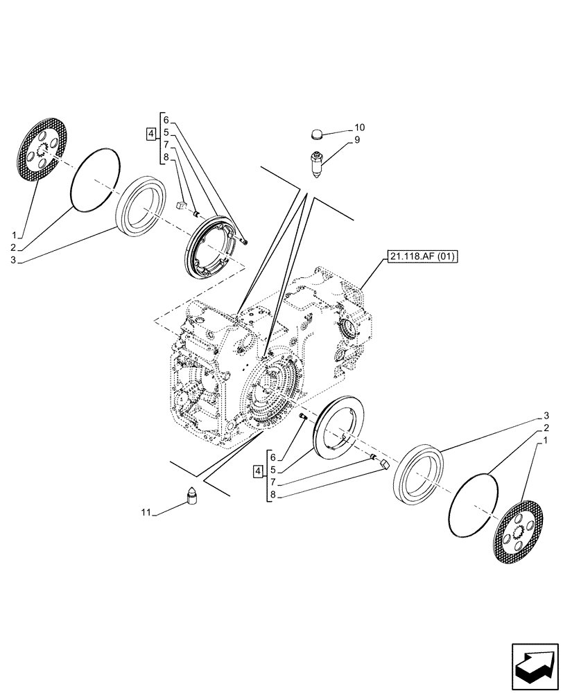 Схема запчастей Case IH PUMA 165 - (33.202.AK[01]) - VAR - 391212 - TRANSMISSION, BRAKE DISC (33) - BRAKES & CONTROLS