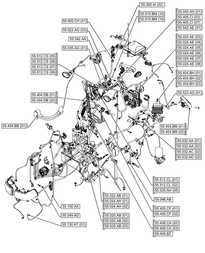 Схема запчастей Case IH MAXXUM 115 - (00.000.55[04]) - PICTORIAL INDEX - ELECTRICAL SYSTEMS (00) - GENERAL & PICTORIAL INDEX