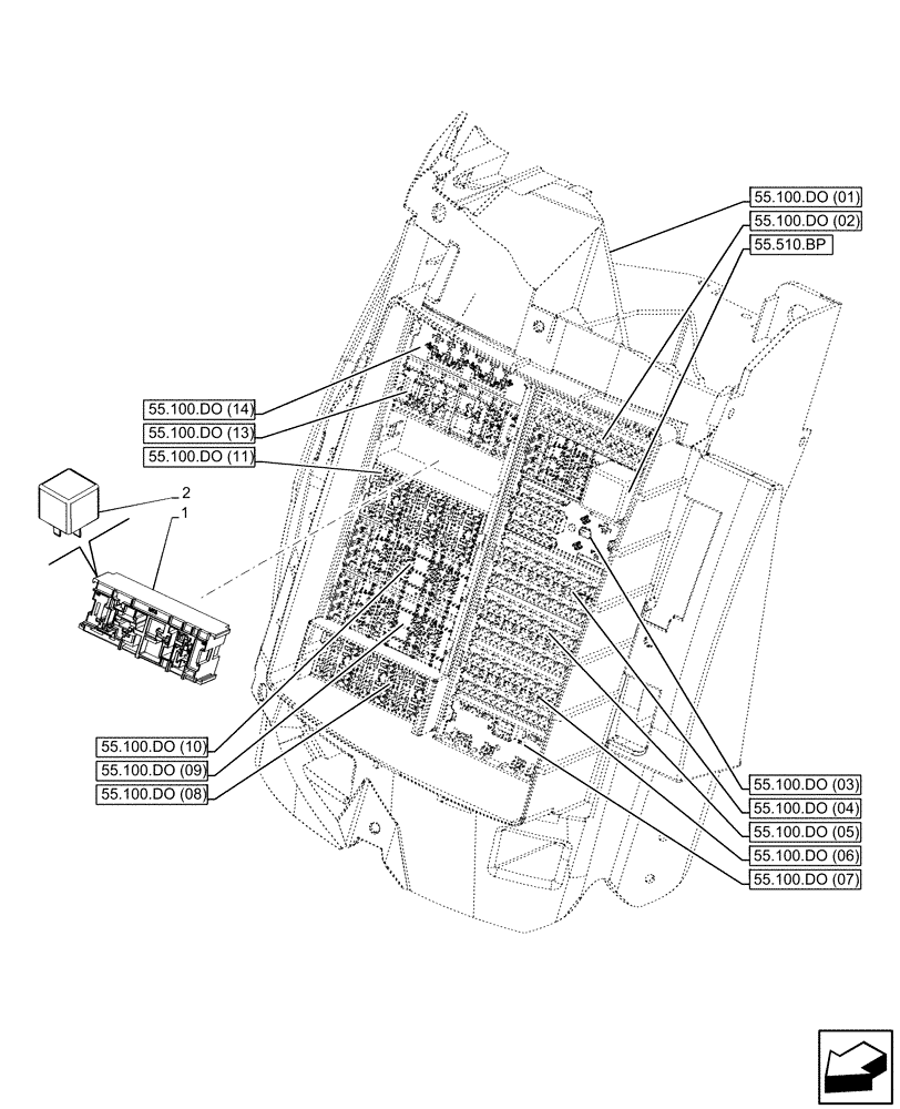 Схема запчастей Case IH PUMA 220 - (55.100.DO[12]) - FUSE BOX (55) - ELECTRICAL SYSTEMS