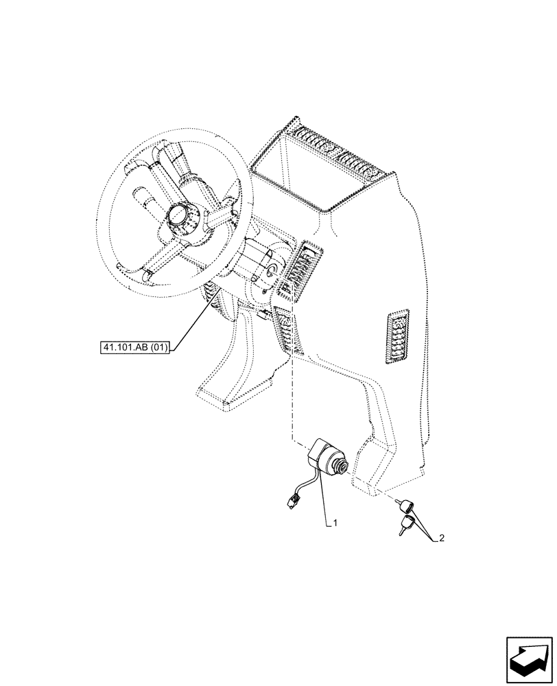 Схема запчастей Case IH PUMA 200 CVT - (55.201.AH) - IGNITION SWITCH (55) - ELECTRICAL SYSTEMS