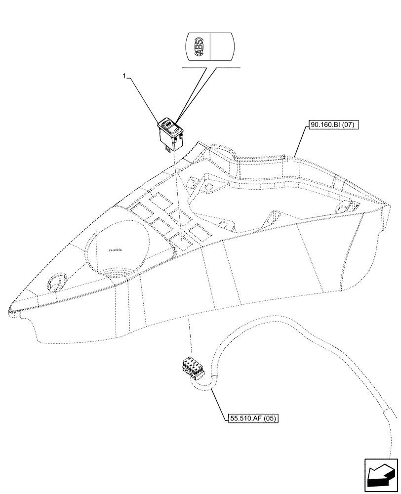 Схема запчастей Case IH PUMA 240 CVT - (55.350.AD[01]) - ANTILOCK BRAKING SYSTEM (ABS), SWITCH (55) - ELECTRICAL SYSTEMS