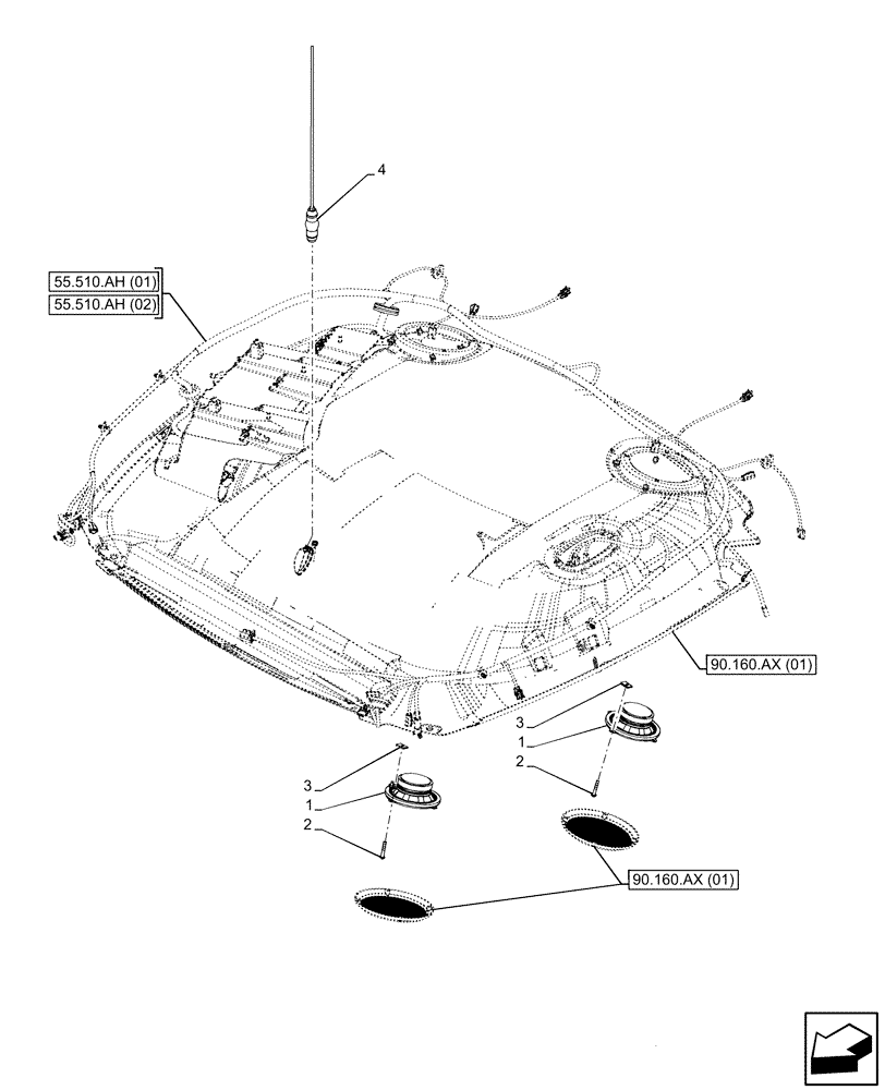 Схема запчастей Case IH PUMA 220 - (55.512.AA[01]) - VAR - 391288 - CAB, RADIO, SPEAKER (55) - ELECTRICAL SYSTEMS