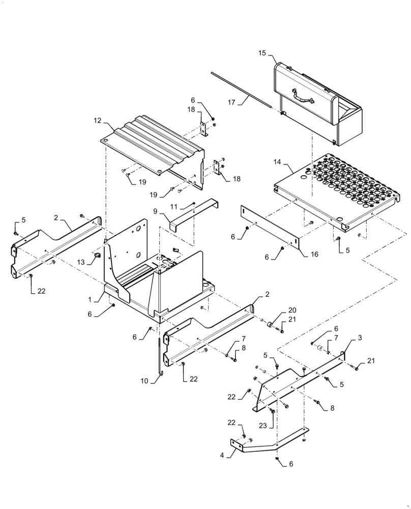 Схема запчастей Case IH 5140 - (55.302.AK) - BATTERY BOX SUPPORT (55) - ELECTRICAL SYSTEMS