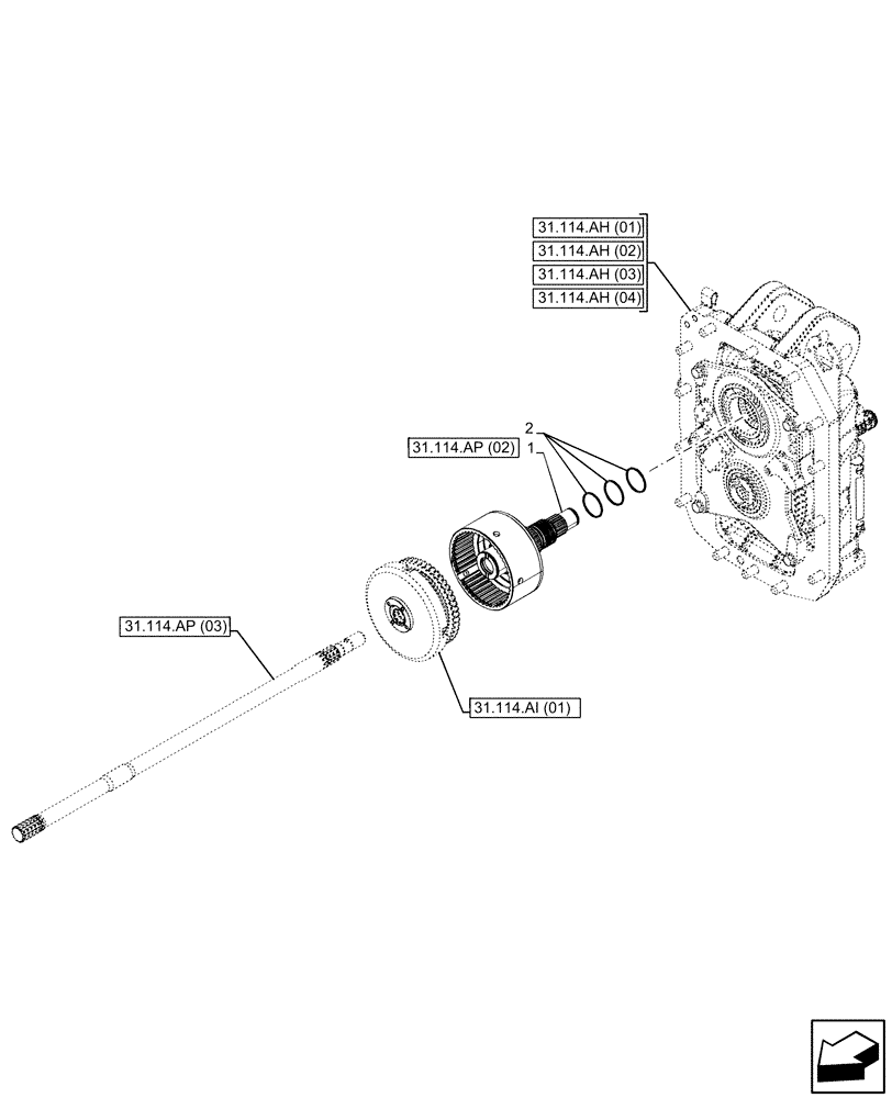 Схема запчастей Case IH PUMA 220 CVT - (31.114.AP[01]) - VAR - 391145, 758028, 758031, 758032 - PTO 540/1000 RPM, PTO 540E/1000 RPM, PTO 1000/1000E RPM, MAIN SHAFT (31) - IMPLEMENT POWER TAKE OFF