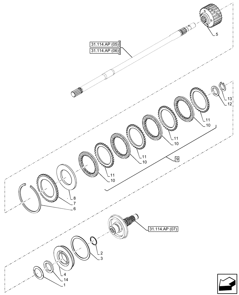 Схема запчастей Case IH PUMA 220 - (31.114.AI[02]) - VAR - 338178, 338179, 338181, 338182, 338184, 391141, 758025, 758028, 758029, 758032 - PTO 540/1000 RPM, PTO 540E/1000 RPM, PTO 1000/1000E RPM, CLUTCH (31) - IMPLEMENT POWER TAKE OFF