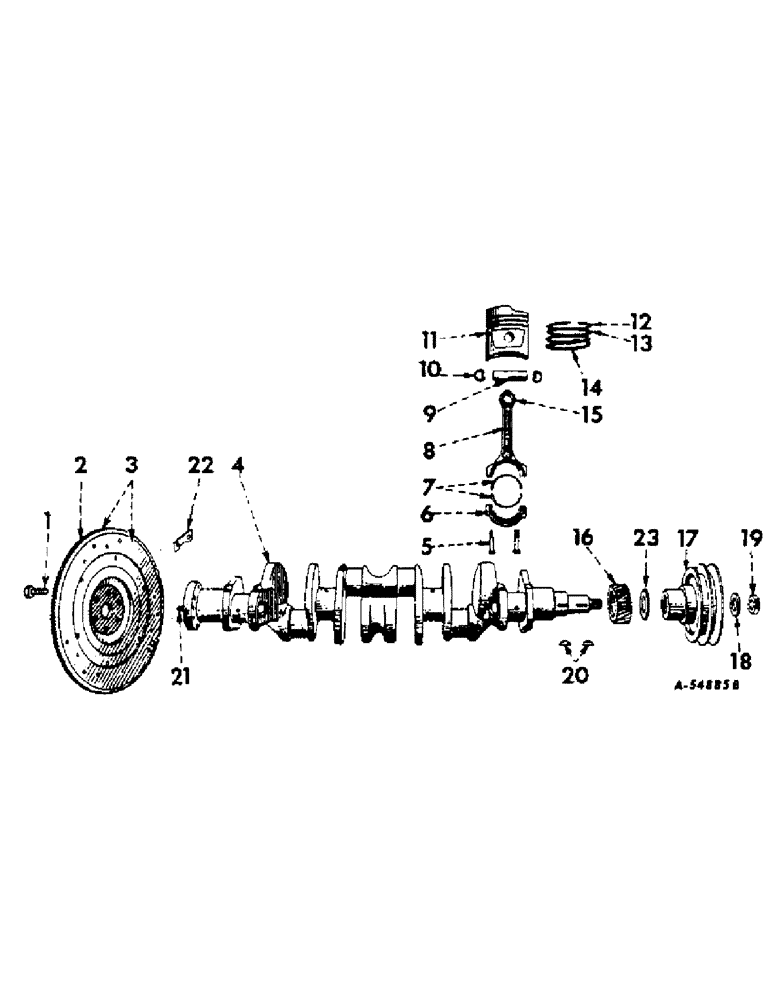 Схема запчастей Case IH 414 - (227) - PISTONS, PINS, CONNECTING RODS, CRANKSHAFT AND FLYWHEEL (10) - ENGINE