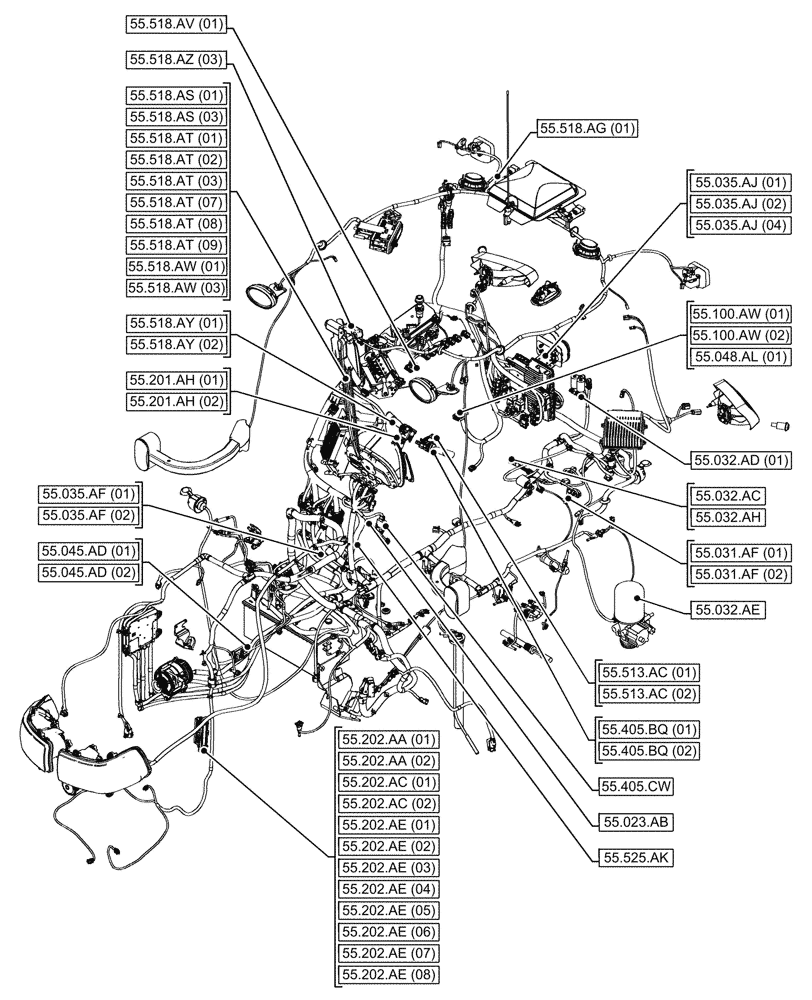 Схема запчастей Case IH MAXXUM 115 - (00.000.55[03]) - PICTORIAL INDEX - ELECTRICAL SYSTEMS (00) - GENERAL & PICTORIAL INDEX