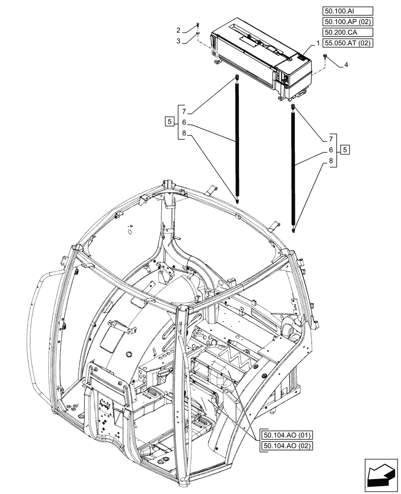 Схема запчастей Case IH PUMA 150 - (50.100.AP[01]) - VAR - 391177, 391299, 391357, 759264, 759266 - AIR CONDITIONER (50) - CAB CLIMATE CONTROL