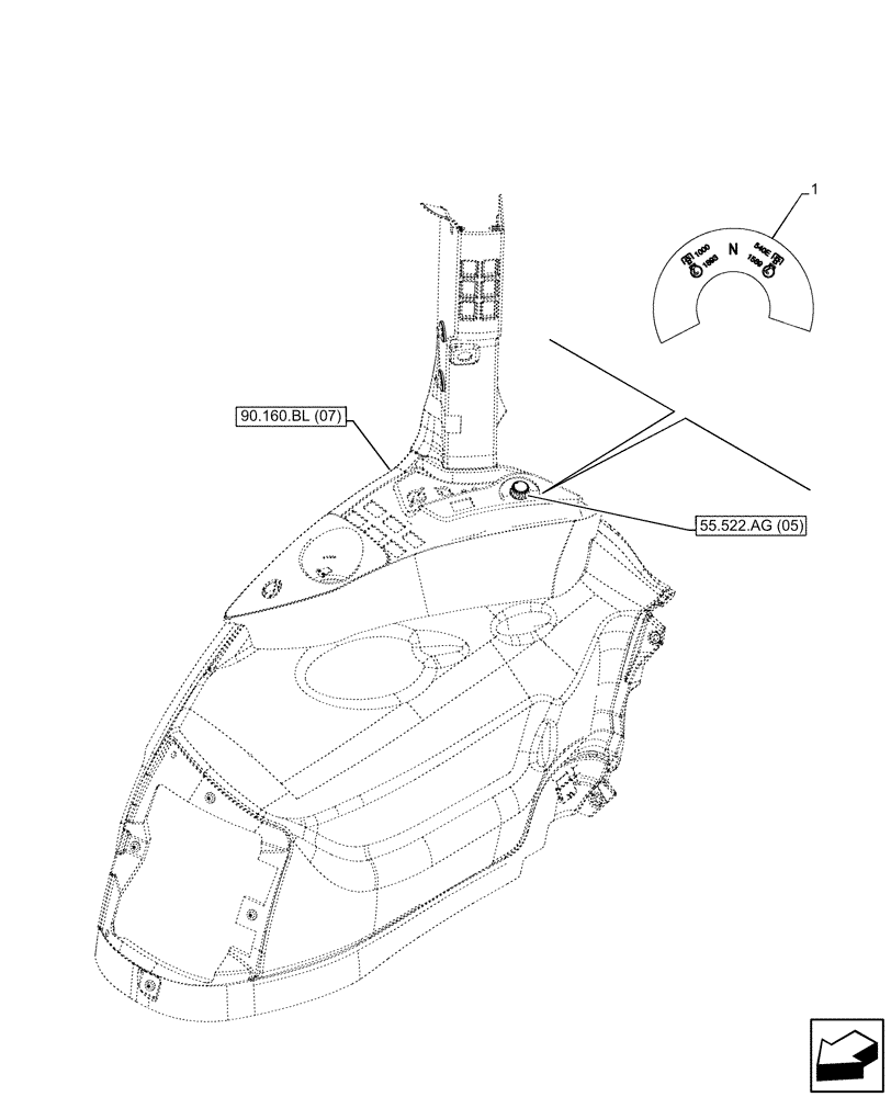 Схема запчастей Case IH PUMA 220 - (90.108.AA[12]) - VAR - 338181, 338182, 758029, 758029 - DECAL, PTO 540E/1000 RPM (90) - PLATFORM, CAB, BODYWORK AND DECALS