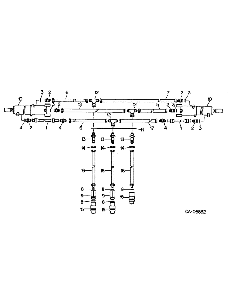 Схема запчастей Case IH 133 - (A-10) - HYDRAULIC CONNECTIONS, UNITS Z THROUGH AD, MACHINES BUILT TO (08) - HYDRAULICS