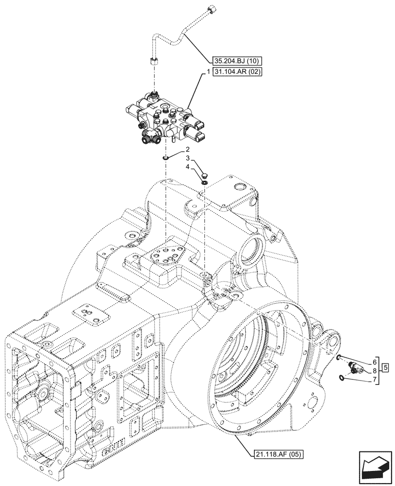 Схема запчастей Case IH PUMA 185 CVT - (31.104.AR[01]) - VAR - 391145, 758028, 758030, 758031, 758032 - PTO, CONTROL VALVE (31) - IMPLEMENT POWER TAKE OFF