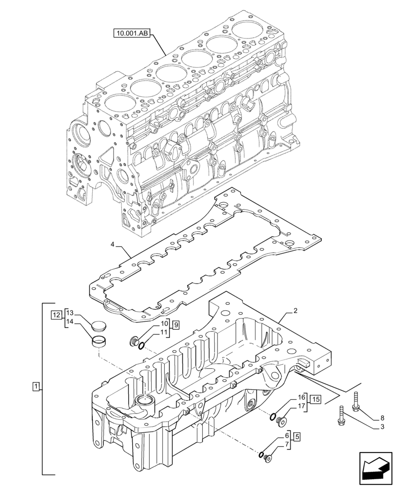 Схема запчастей Case IH F4DFE617L B002 - (10.102.AP) - ENGINE OIL SUMP (10) - ENGINE