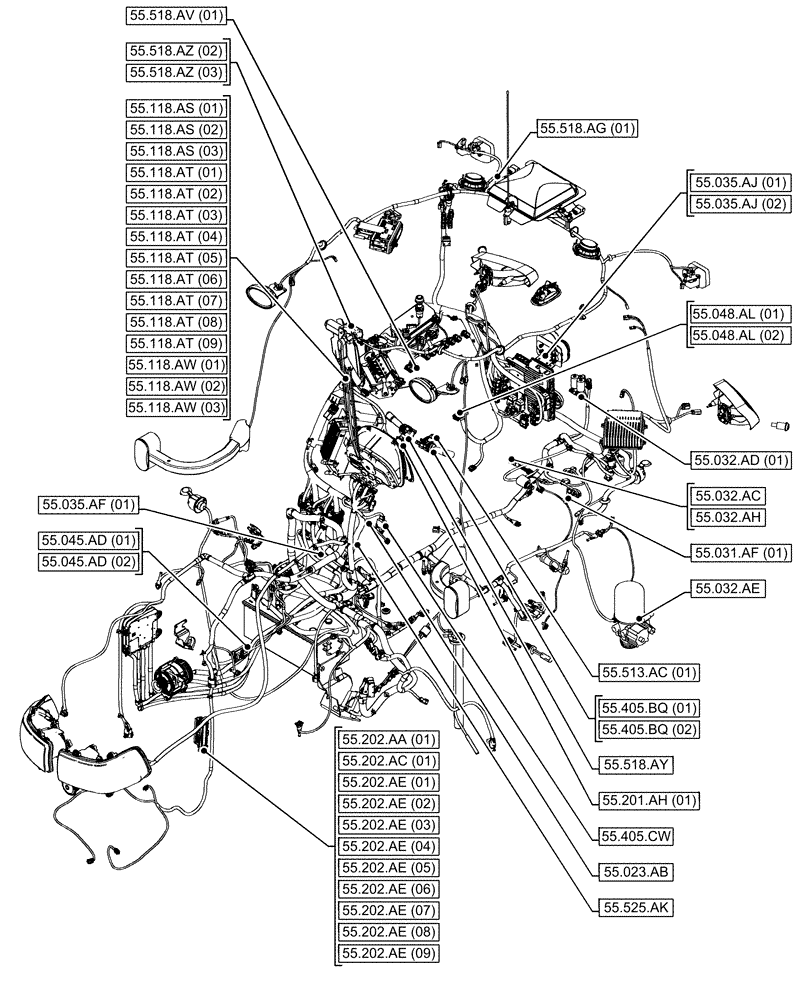 Схема запчастей Case IH MAXXUM 145 - (00.000.55[03]) - PICTORIAL INDEX - ELECTRICAL SYSTEMS (00) - GENERAL & PICTORIAL INDEX