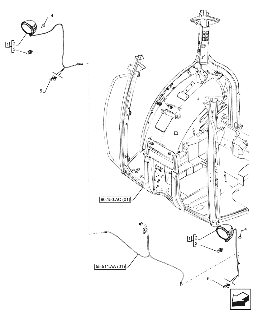 Схема запчастей Case IH PUMA 185 - (55.404.BS[03]) - VAR - 758998 - WORK LIGHT, FRONT (55) - ELECTRICAL SYSTEMS