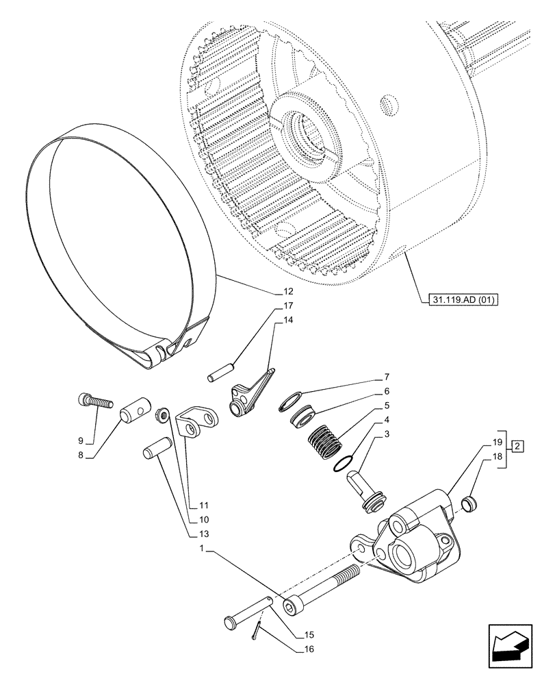 Схема запчастей Case IH PUMA 185 - (31.119.AJ[01]) - VAR - 758030 - PTO 540/540E/1000/1000E RPM, BRAKE (31) - IMPLEMENT POWER TAKE OFF