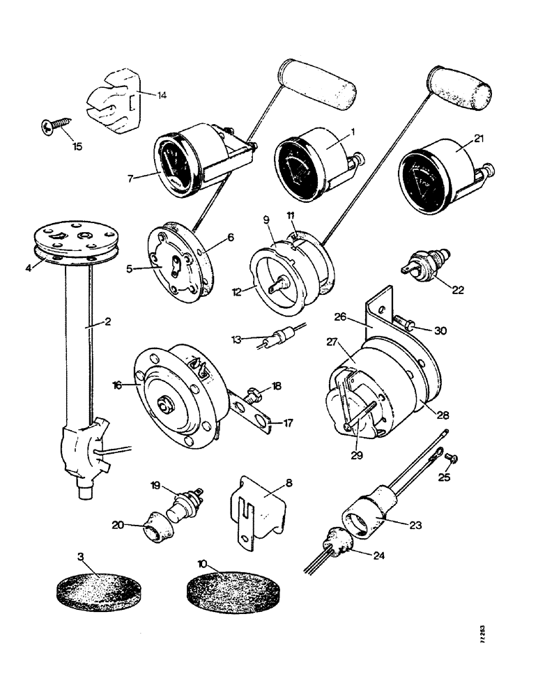 Схема запчастей Case IH 1212 - (M20) - ELECTRICAL EQUIPMENT, FUEL GAUGE, FUSE HOLDER, HORN AND TEMPERATURE GAUGE, ALL MODELS (06) - ELECTRICAL SYSTEMS