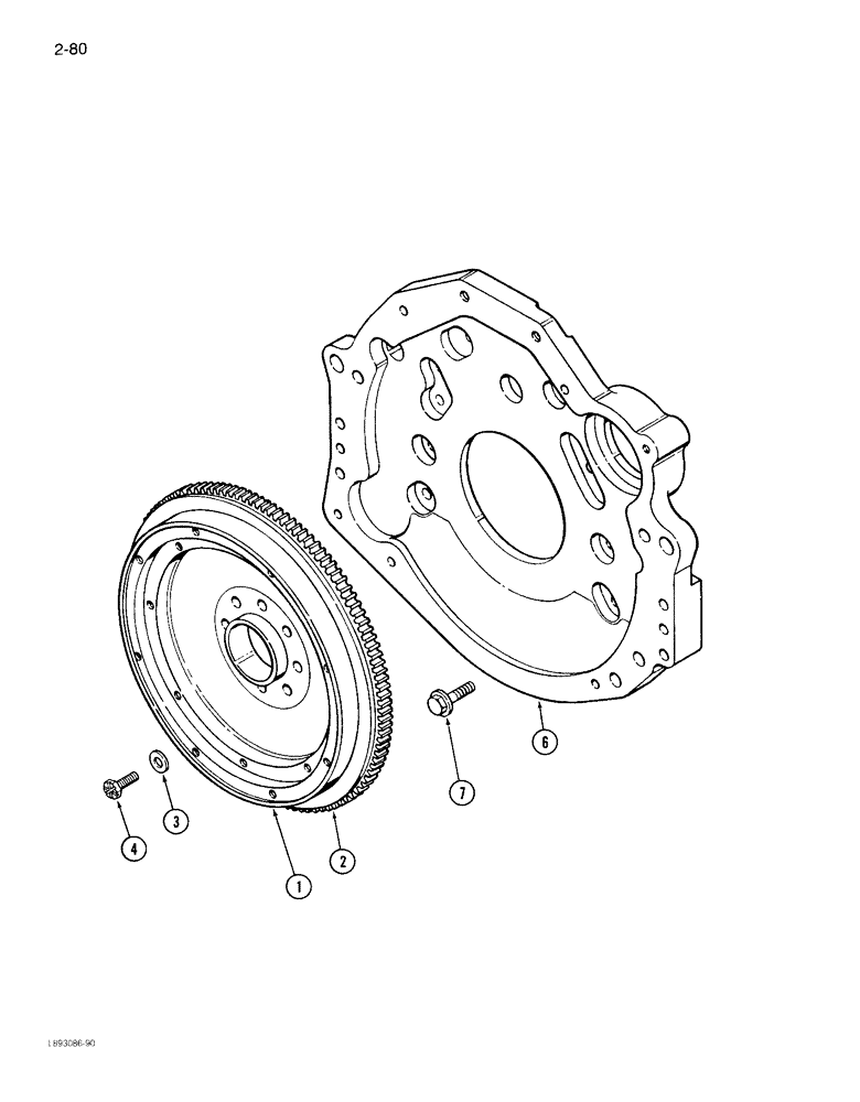 Схема запчастей Case IH 1844 - (2-80) - FLYWHEEL 6TA-830 ENGINE (01) - ENGINE