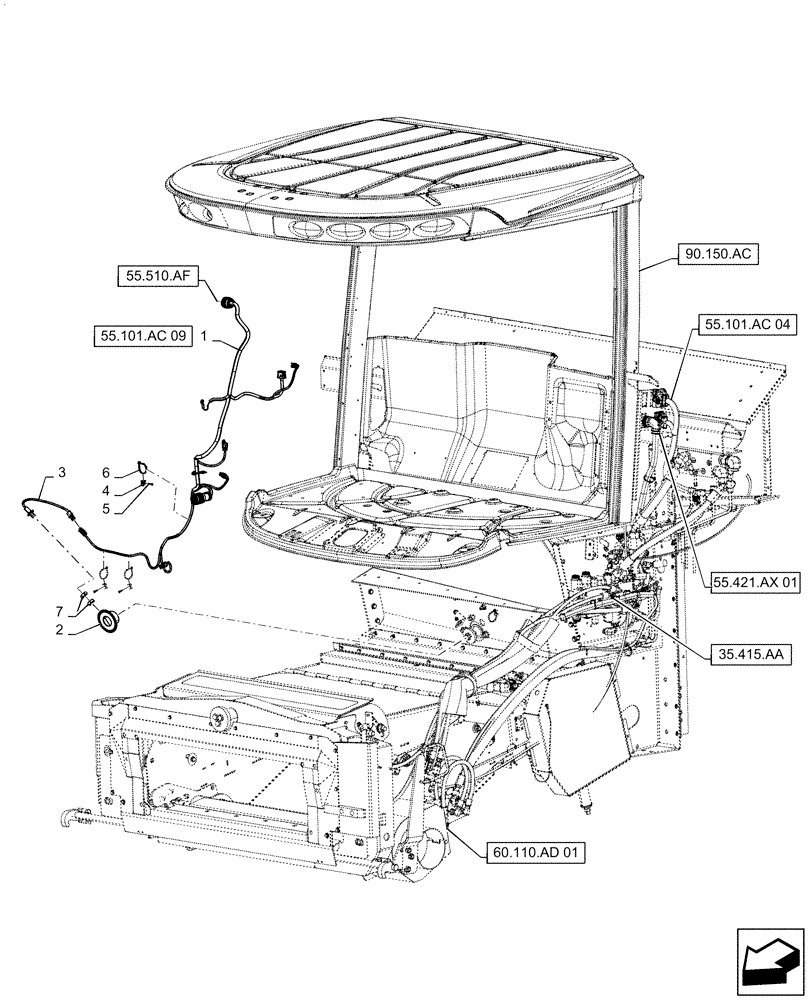 Схема запчастей Case IH 5140 - (55.101.AC[03]) - WIRE HARNESS, FRAME, FRONT, LH (55) - ELECTRICAL SYSTEMS