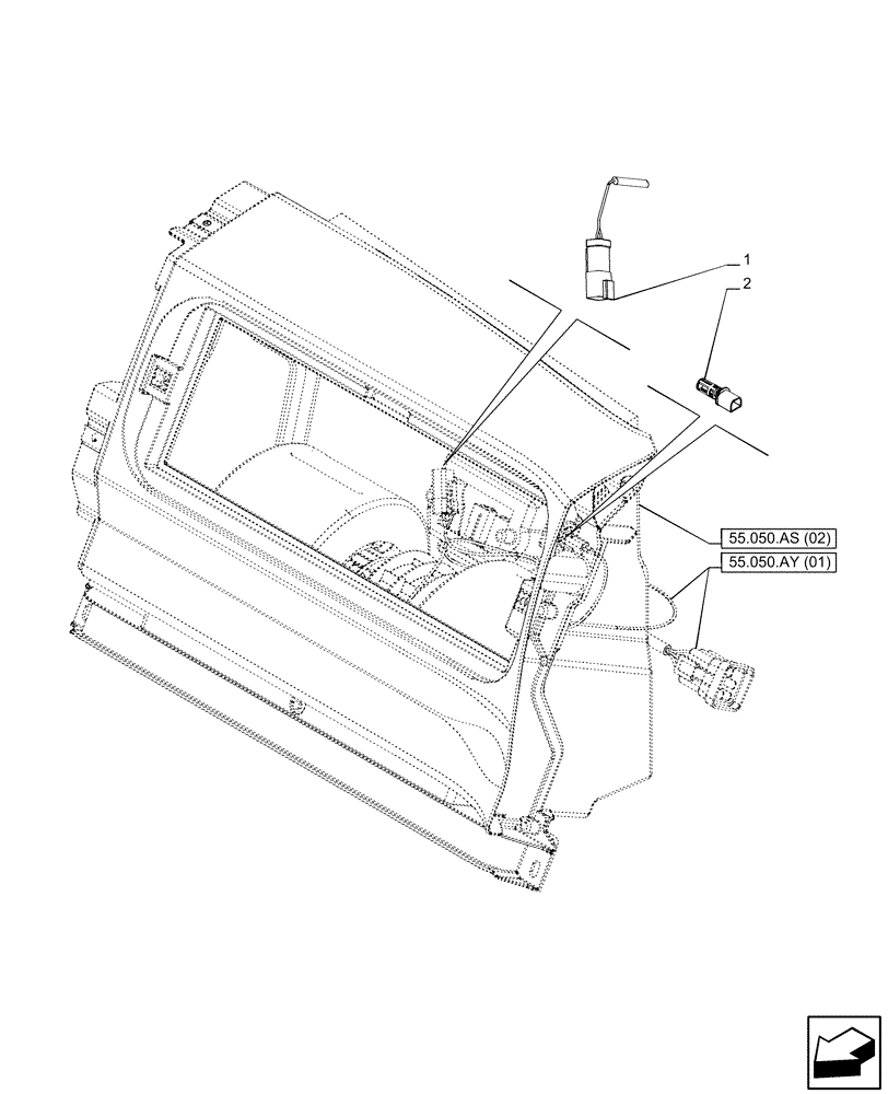 Схема запчастей Case IH PUMA 165 CVT - (55.050.AT[01]) - VAR - 758265, 758666, 758667, 758668, 758669, 759265 - AIR CONDITIONER, WITH ATC, SENSOR (55) - ELECTRICAL SYSTEMS