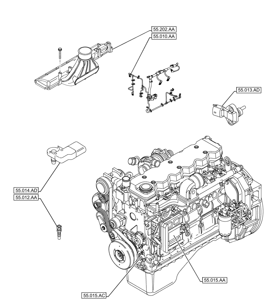 Схема запчастей Case IH F4DFE617M B001 - (55.000.00) - PICTORIAL INDEX - ELECTRICAL SYSTEMS (55) - ELECTRICAL SYSTEMS