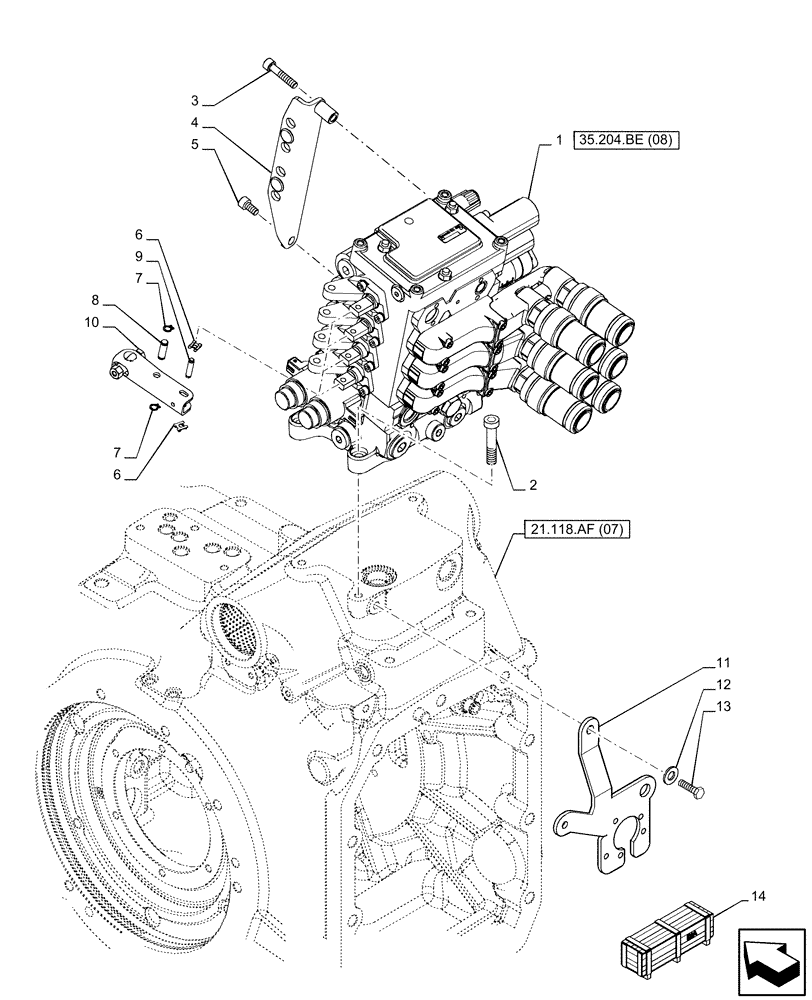 Схема запчастей Case IH PUMA 150 - (35.204.BE[07]) - VAR - 758058 - 4 REMOTE CONTROL VALVES (MHR) (35) - HYDRAULIC SYSTEMS